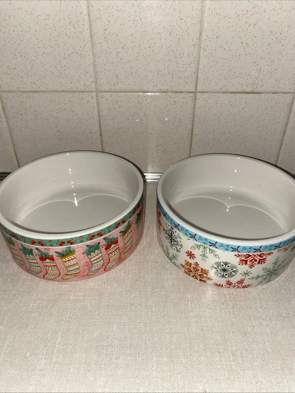 Fitz And Floyd Pet Dog Cat Bowls Set Christmas